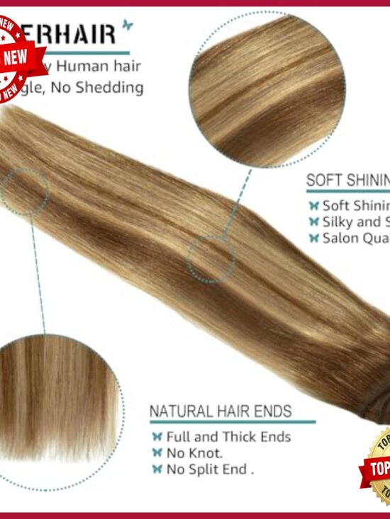 Clip-In Human Hair Extensions 14 Inch Straight 120g 7pcs Remy Hair main image 4